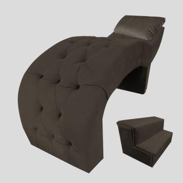 Imagem de Maca De Maquiagem E Estética + Escada e Almofada  Lisa Marrom