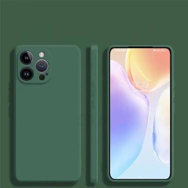 Imagem de HPQWN Para iPhone16 Pro Max Capa macia de silicone líquido sedoso para iPhone 16 15 14 Plus 11 12 13 Capa de telefone, verde escuro, para iPhone 13 Mini