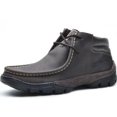 Imagem de Bota Social Couro Masculino Cadarço Estilo Detalhes Costura Resistente Confortável-Masculino