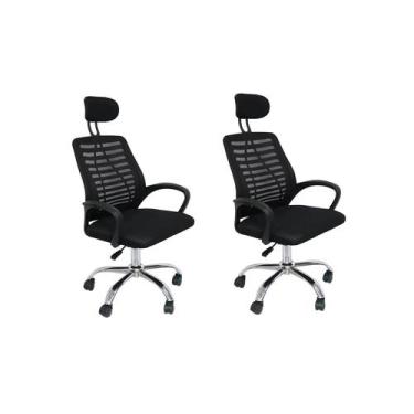 Imagem de Kit 2 Cadeiras de Escritório Presidente Tela Mesh Cádis - Versi