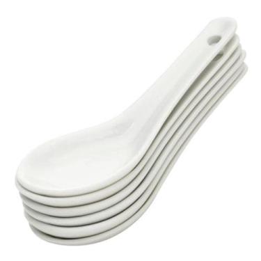 Imagem de Conjunto 6 Colheres para Finger Food de Porcelana Lyor 20ml Branca