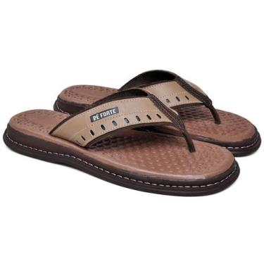 Imagem de Chinelo Masculino Couro Ortopédico Antestress Envio Imediato - PE FORT