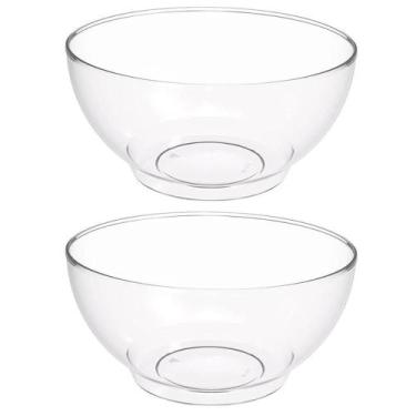 Imagem de Kit 2 Tigelas 3,1L Transparente Redondas 23x10cm Salada Sobremesa Trav