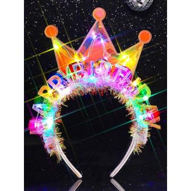 Imagem de JEWEKY Light Up Happy Birthday Headband Led Crown Hair Band Rave Ball Party Birthday Hair Accessories for Women