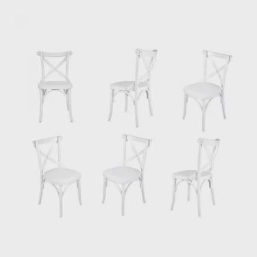 Imagem de Conjunto 6 Cadeiras Madeira Maciça Tauari Cross Laqueado X Texas