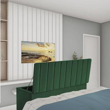 Imagem de Calçadeira Recamier Baú Carla 195cm King Size Para Quarto Box Suede Verde Musgo - Ahz Móveis