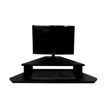 Imagem de Rack Suspenso Aparador Bancada Estante De Canto Para Computador Monitor Preto