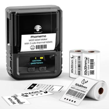 Imagem de Impressora de Etiquetas Phomemo M120 Bluetooth - Térmica com 3 Rolos d