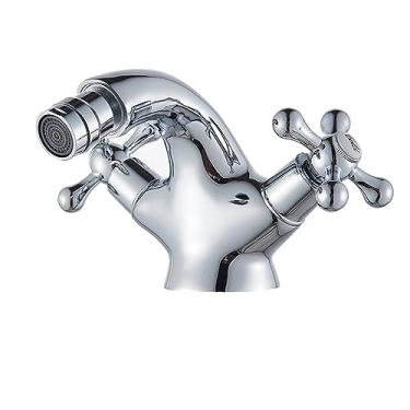 Imagem de ifgswopq Torneira de lavatório de chuveiro bidê de latão antigo com alças cruzadas duplas torneira misturadora de água quente e fria bico sem chumbo torneira de água de vaso sanitário (cor: dourado