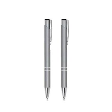 Imagem de Caneta Metal Personalizada Nome Empresa Logo Marca Kit Com 2 (Prata)