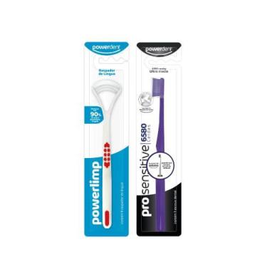 Imagem de Kit Escova de Dente Pro Sensitive + Raspador de Língua - Powerdent, Ro