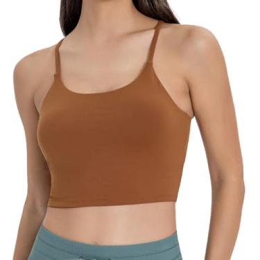 Imagem de Sutiã esportivo feminino elástico com tiras longline yoga regata fitness treino camiseta cropped para meninas adolescentes, Laranja escuro, GG