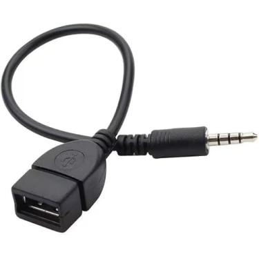 Imagem de Cabo adaptador USB para AUX preto, plugue auxiliar macho de 3,5 mm para USB 2.0 fêmea cabo adaptador para porta auxiliar de carro comprimento adaptador OTG preto acessórios acessórios de áudio e vídeo