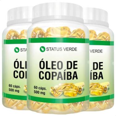 Imagem de 3 Potes Óleo de Copaíba 100% Natural Kit 180 Cáps - Status Verde