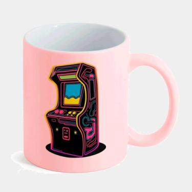 Imagem de Caneca Candy Rosa de Porcelana 325ML FLIPERAMA RETROWAVE NEON - Criati