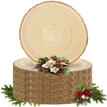 Imagem de FWEEK Pacote Com 6 Fatias Grandes De Madeira 10 A 12 Polegadas Para Centro Mesa, Mesa Mesas, Peças Redondas Inacabadas, Decoração Rústica Casamento E Artesanato Faça Você Mesmo, Placas Paulownia Nat
