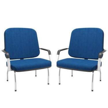 Imagem de Kit 02 Cadeiras de Escritório Recepção com Braço Fixa Cromada Magno P0