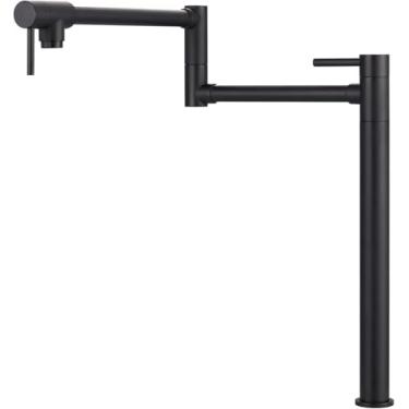 Imagem de BATH FAMOLI Torneira de fogão de instalação de bancada de utensílios de cozinha, latão sólido dobrável com braço oscilante de junta dupla extensível (preto fosco)