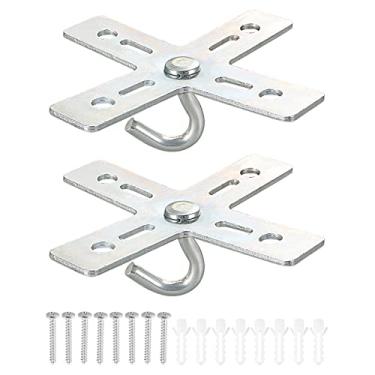 Imagem de PATIKIL Kit de ganchos de teto, 3 conjuntos de suporte de placa de metal com design cruzado, suporte para ventilador de teto, luminária para pendurar lustre