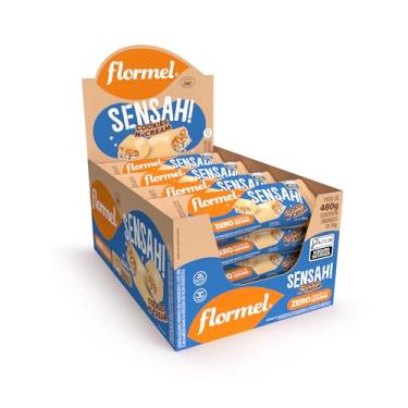 Imagem de Chocolate SENSAH Cookies N Cream FLORMEL Zero Açúcar- Caixa com 16 Unidades