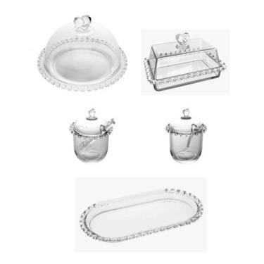 Imagem de Kit Açucareiro + Meleira + Travessa + Queijeira + Manteigueira  CORAÇÃ