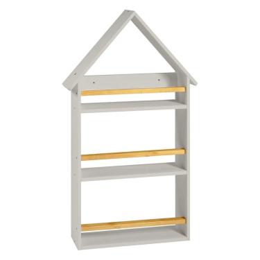 Imagem de Prateleira Casinha 106x68x10cm Infantil Cinza/Amêndoa