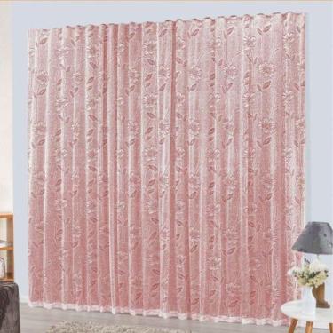 Imagem de Cortina Charme Em Renda Com Voal 4,00 X 2,50 Varão Vermelha - Top Chic