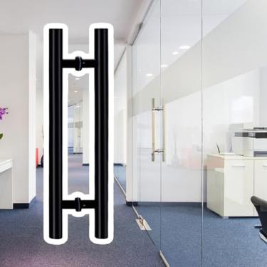 Imagem de Maçanetas de porta para portas de correr de vidro, maçaneta da porta de pressão e tração de dois lados, puxadores da porta do chuveiro de casa de banho de barra redonda, para interior e exterior