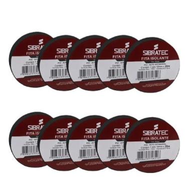 Imagem de Kit 10 fita isolante marrom 19mm x 20mt sibratec