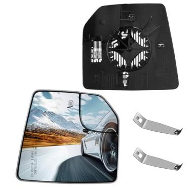 Imagem de SYKRSS Espelho de vidro aquecido do lado direito do passageiro FL3Z17K707A compatível com espelhos Ford F150 2015 2016 2017 2018 2019 2020, lado direito direito retrovisor retrovisor de vidro convexo