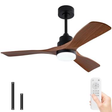 Imagem de OMYU Ventiladores De Teto De 42 Polegadas Com Luzes E Controle Remoto, Lâminas De Abs, Luz Led De 3 Cores E Motor Dc Reversível Silencioso, Ventilador De Teto Moderno Marrom Com Luz Para Ambientes E