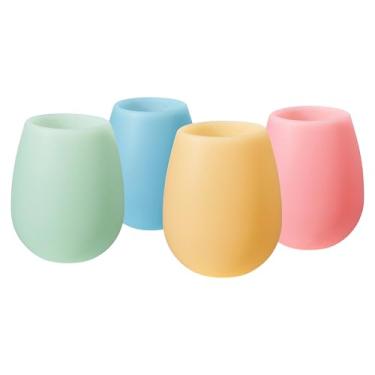 Imagem de Taças de vinho de silicone – Conjunto de 4 cores pastel, 340 g – Copos resistentes à quebra, flexíveis e inquebráveis para vinho, coquetéis ou uso ao ar livre – Copos reutilizáveis sem haste