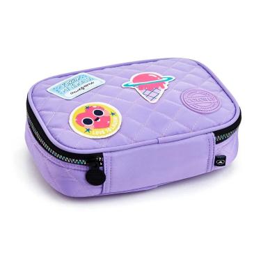 Imagem de Estojo Box Patches Awesome Escolar Lilás - Seanite