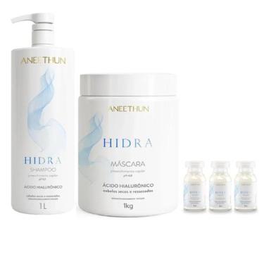 Imagem de Kit Aneethun Hidra - Shampoo 1L + Máscara 1kg + Ampolas 13ml (3Unidade