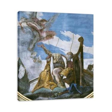 Imagem de Impressão em tela Tiepolo King David Playing the Harp Giovanni Battista – Obra-prima rococó barroca, pintura escolar de Veneza, pintura a óleo decorativa para galeria doméstica 40 x 48 cm
