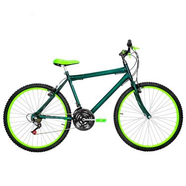Imagem de Bicicleta Masculina Aro 26 Mtb Alumínio Colorido 18 Marchas Cor Verde Escuro