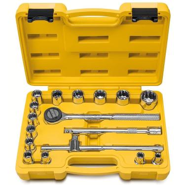 Imagem de Jogo De Soquetes Estriados Tramontina 17 Peças Com Encaixe De 1/2