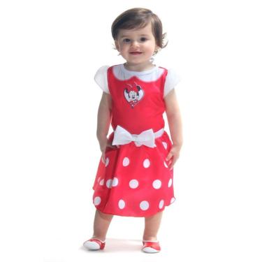 Imagem de Fantasia Vestido Minnie Bebe Vermelho - Tamanho M (18 Meses) - 922014- Sulamericana