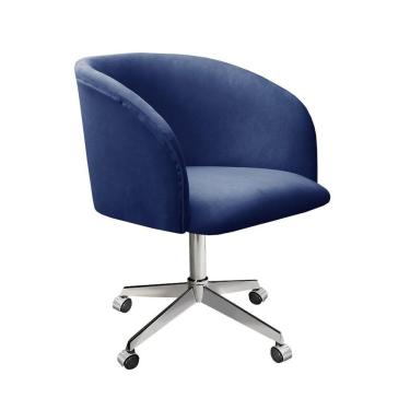 Imagem de Poltrona Atenas Com Rodízio Decoração Sala De Estar Azul Marinho