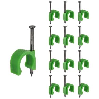 Imagem de PATIKIL Meia braçadeira J-Hook com prego 3/4" / 20 mm, 95 peças Pex Pipe Fixture Cable Clip Wire Suporte de parede para tubulação CPVC Conexão de fixação de tubo de cobre, verde, prego longo de 50 mm