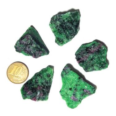 Imagem de 05 Rubi na Zoisita Pedra Bruto Natural 8g 2 a 4cm Classe B - Cristaisd