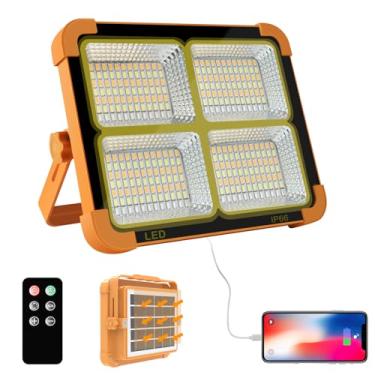Imagem de CosyEasy Luz Solar Portátil De Trabalho Led 100 W, 16500 Mah, 10000 Lm, Com Brilho Contínuo, Bateria Recarregável Para Piso, Emergência Trabalho, Furacão (Laranja (Remoto))
