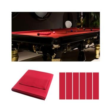 Imagem de Pano De Bilhar Espesso Com 6 Panos De Borda, Feltro Para Mesa De Sinuca De 9 Pés Para Clubes, Bares E Jogos Esportivos Internos(Red)