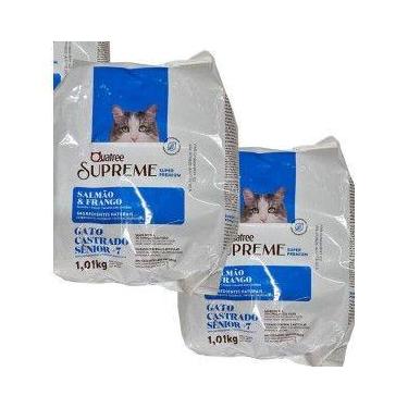 Imagem de kit ração Quatree supreme gatos sênior castrados sabor frango e salmão