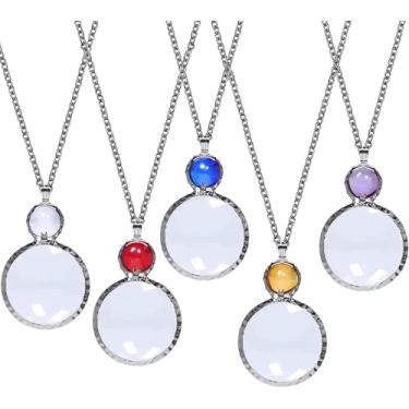 Imagem de XILAZAB Colar Com Lupa, Óculos Monóculo 10X, Lupa E Corrente Longa, Auxílio Para Leitura Em Biblioteca, Leitura, Zoom, Joias, Bordado (1 Peça Azul)