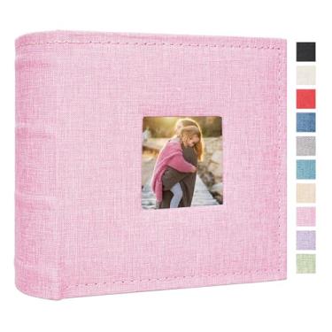 Imagem de Cherrich Álbum De Fotos Pequeno 4X6 Com 100 Bolsos E Espaço Para Escrever, Capa Linho, Livro Casamento, Bebê, Família Formatura