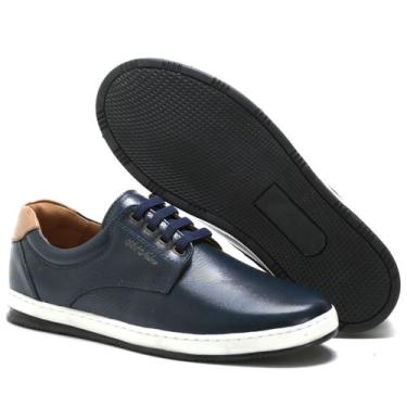 Imagem de Sapatênis Casual 100% Couro Masculino Marinho - 3115 - Art Nobre Calça