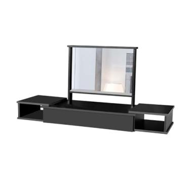 Imagem de Penteadeira Camarim Suspensa Com Espelho 2 Nichos 1 Gaveta (Preto)