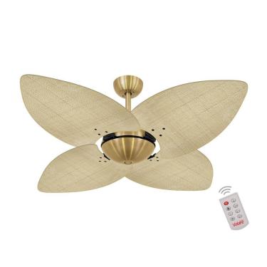 Imagem de Ventilador de Teto Casa H 120cm 4 Pás 3 Velocidades Dourado Dormamu Office Palmae Natur...