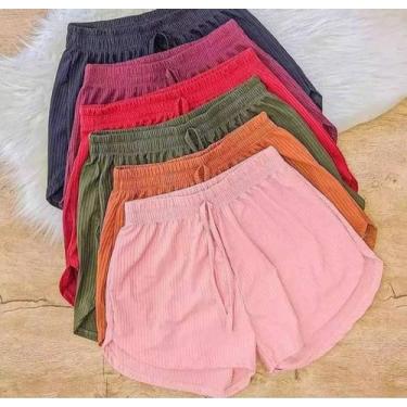 Imagem de Short feminino curto elastico na cintura tecido malha canelada - MODA 